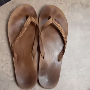 Well loved Rainbow flip flops